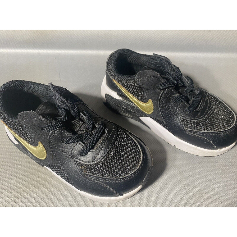 nike air max black white gold youth 7c